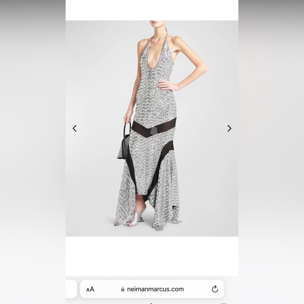 The ATTICO Saskia Sequin Plunging Halter Gown